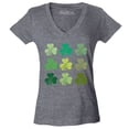 thumbnail image 1 of Shop4Ever Women's Shamrock Green Clovers St. Patrick's Day Slim Fit V-Neck T-Shirt X-Large Heather Charcoal, 1 of 5