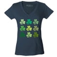 thumbnail image 1 of Shop4Ever Women's Shamrock Green Clovers St. Patrick's Day Slim Fit V-Neck T-Shirt XX-Large Charcoal, 1 of 5