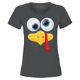 thumbnail image 1 of Shop4Ever Women's Silly Turkey Face Funny Thanksgiving Graphic T-Shirt Medium Charcoal, 1 of 5