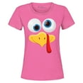 thumbnail image 1 of Shop4Ever Women's Silly Turkey Face Funny Thanksgiving Graphic T-Shirt Small Azalea Pink, 1 of 5