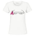 thumbnail image 1 of Shop4Ever Women's Skeleton Hands Breast Cancer Awareness Graphic T-Shirt Large White, 1 of 5