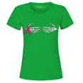thumbnail image 1 of Shop4Ever Women's Skeleton Hands Breast Cancer Awareness Graphic T-Shirt Medium Irish Green, 1 of 5