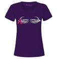 thumbnail image 1 of Shop4Ever Women's Skeleton Hands Breast Cancer Awareness Graphic T-Shirt Small Purple, 1 of 5