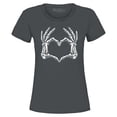 thumbnail image 1 of Shop4Ever Women's Skeleton Heart Hands Graphic T-Shirt Small Charcoal, 1 of 5