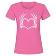 thumbnail image 1 of Shop4Ever Women's Skeleton Heart Hands Graphic T-Shirt XX-Large Azalea Pink, 1 of 5