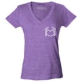 thumbnail image 1 of Shop4Ever Women's Skeleton Heart Hands Pocket Size Slim Fit V-Neck T-Shirt Small Heather Purple, 1 of 5
