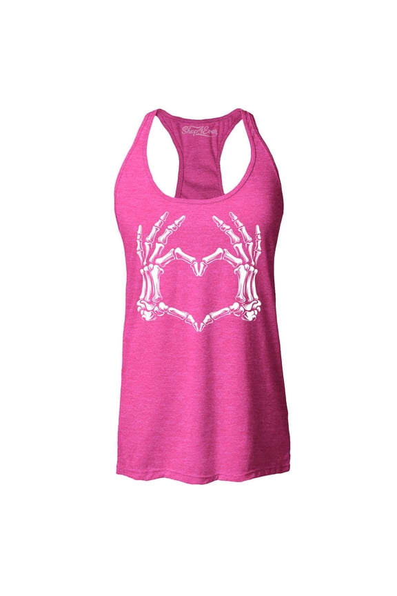 Women's Skeleton Heart Hands Racerback Tank Top X-Large Fuchsia