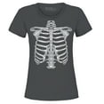 thumbnail image 1 of Shop4Ever Women's Skeleton Ribcage Skull Halloween Costume Graphic T-Shirt XX-Large Charcoal, 1 of 5