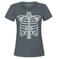 thumbnail image 1 of Shop4Ever Women's Skeleton Ribcage Skull Halloween Costume Graphic T-Shirt XX-Large Dark Heather, 1 of 5