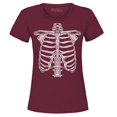 thumbnail image 1 of Shop4Ever Women's Skeleton Ribcage Skull Halloween Costume Graphic T-Shirt XX-Large Maroon, 1 of 5