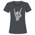 thumbnail image 1 of Shop4Ever Women's Skeleton Rock N' Roll Hand Sign Graphic T-Shirt Small Charcoal, 1 of 5