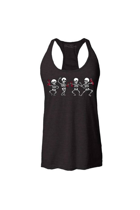 Women's Skeletons With Pink Ribbons Racerback Tank Top Medium Black