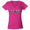 thumbnail image 1 of Shop4Ever Women's Skeletons With Pink Ribbons Slim Fit V-Neck T-Shirt Large Pink, 1 of 5