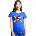 thumbnail image 1 of Shop4Ever Women's Skull and Crossbones Pirate Flag Graphic T-Shirt Small Royal Blue, 1 of 5