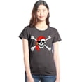 thumbnail image 1 of Shop4Ever Women's Skull and Crossbones Pirate Flag Graphic T-Shirt XX-Large Charcoal, 1 of 5