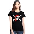 thumbnail image 1 of Shop4Ever Women's Skull and Crossbones Pirate Flag Graphic T-Shirt XXX-Large Black, 1 of 5