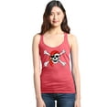 thumbnail image 1 of Shop4Ever Women's Skull and Crossbones Pirate Flag Racerback Tank Top X-Large Red, 1 of 5