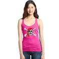 thumbnail image 1 of Shop4Ever Women's Skull and Crossbones Pirate Flag Racerback Tank Top X-Small Fuchsia, 1 of 5