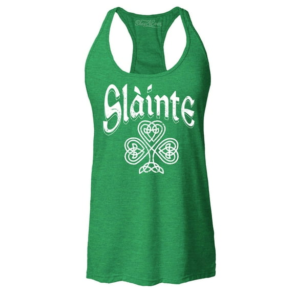 Shop4Ever Women's Slainte Celtic Knot Irish Scotish Toast Cheers Racerback Tank Top X-Large Kelly Green