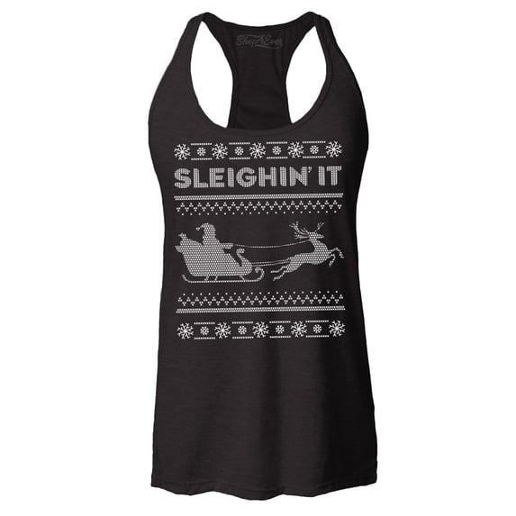Shop4Ever Women's Sleighin' It Racerback Tank Top XX-Large Black