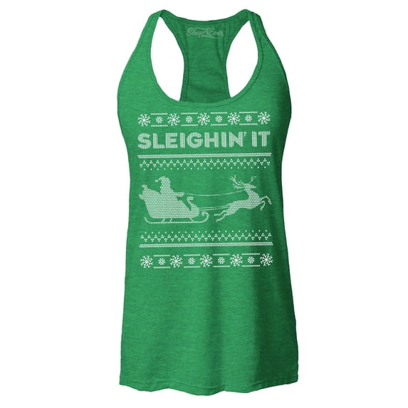 Shop4Ever Women's Sleighin' It Racerback Tank Top XX-Large Kelly Green