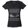 thumbnail image 1 of Shop4Ever Women's Sleighin' It  Slim Fit V-Neck T-Shirt X-Large Black, 1 of 5