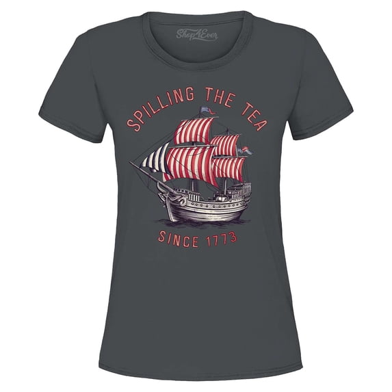 Shop4Ever Women's Spilling The Tea Since 1773 Graphic T-Shirt XX-Large Charcoal
