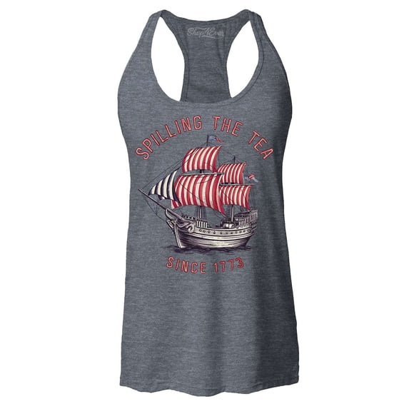 Shop4Ever Women's Spilling The Tea Since 1773 Racerback Tank Top Large Charcoal