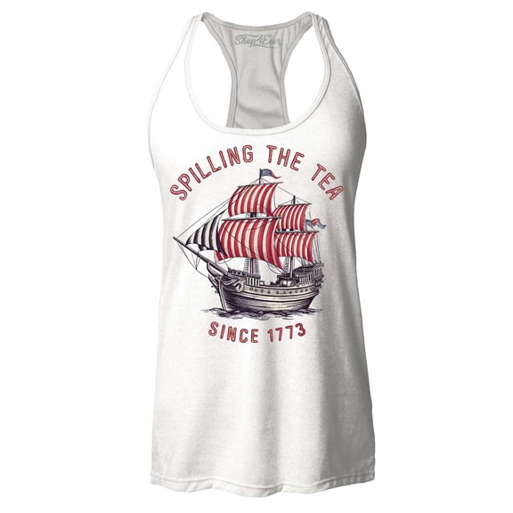 Shop4Ever Women's Spilling The Tea Since 1773 Racerback Tank Top Medium White