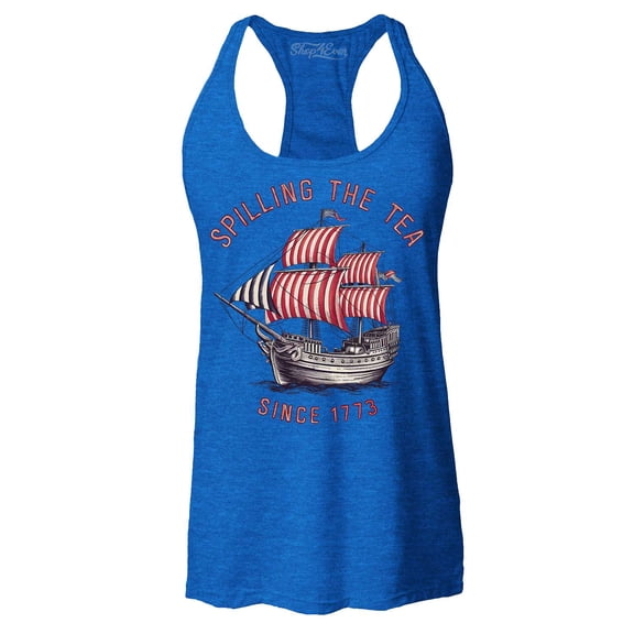Shop4Ever Women's Spilling The Tea Since 1773 Racerback Tank Top X-Large Royal Blue