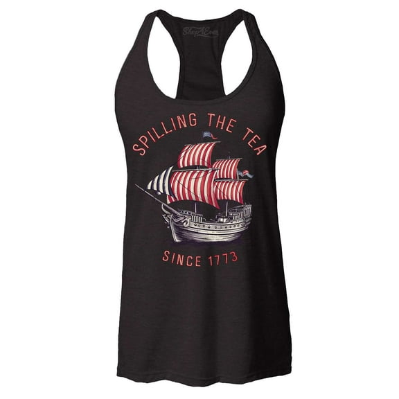 Shop4Ever Women's Spilling The Tea Since 1773 Racerback Tank Top XX-Large Black