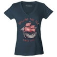 thumbnail image 1 of Shop4Ever Women's Spilling The Tea Since 1773 Slim Fit V-Neck T-Shirt Large Charcoal, 1 of 5