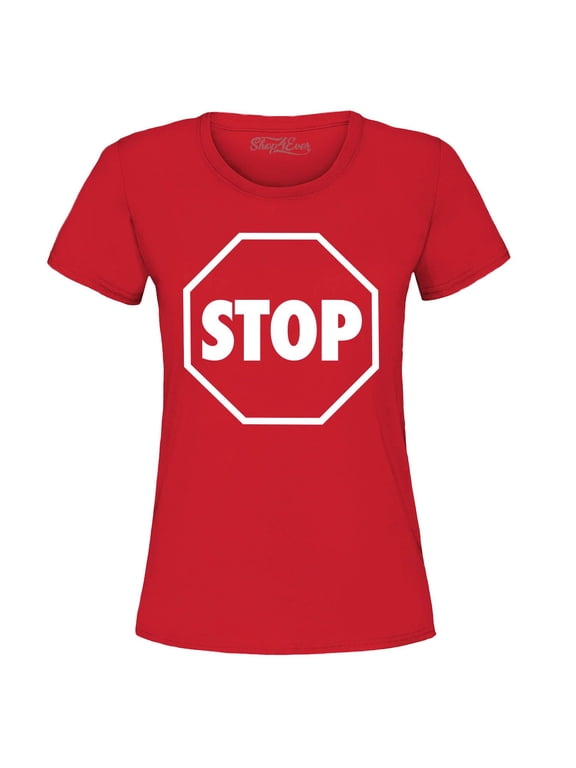 Women's Stop Sign Traffic Stop Costume Graphic T-Shirt Large Red