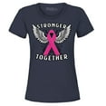thumbnail image 1 of Shop4Ever Women's Stronger Together Breast Cancer Awareness Graphic T-Shirt Small Navy, 1 of 5