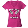 thumbnail image 1 of Shop4Ever Women's Stronger Together Breast Cancer Awareness Slim Fit V-Neck T-Shirt Small Pink, 1 of 5
