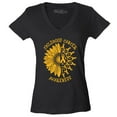 thumbnail image 1 of Shop4Ever Women's Sunflower Gold Ribbon  Slim Fit V-Neck T-Shirt Large Black, 1 of 5