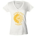 thumbnail image 1 of Shop4Ever Women's Sunflower Gold Ribbon  Slim Fit V-Neck T-Shirt Medium White, 1 of 5