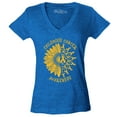 thumbnail image 1 of Shop4Ever Women's Sunflower Gold Ribbon  Slim Fit V-Neck T-Shirt XX-Large Heather Royal Blue, 1 of 5