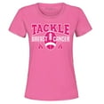 thumbnail image 1 of Shop4Ever Women's Tackle Breast Cancer Ribbon Awareness Graphic T-Shirt X-Large Azalea Pink, 1 of 5