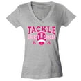 thumbnail image 1 of Shop4Ever Women's Tackle Breast Cancer Ribbon Awareness Slim Fit V-Neck T-Shirt Large Sports Grey, 1 of 5