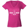 thumbnail image 1 of Shop4Ever Women's Tackle Breast Cancer Ribbon Awareness Slim Fit V-Neck T-Shirt XX-Large Pink, 1 of 5
