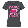 thumbnail image 1 of Shop4Ever Women's Tackle Breast Cancer Support Awareness Graphic T-Shirt Small Charcoal, 1 of 5