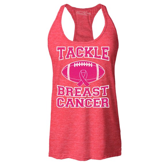 Shop4Ever Women's Tackle Breast Cancer Support Awareness Racerback Tank Top XX-Large Red
