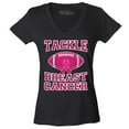 thumbnail image 1 of Shop4Ever Women's Tackle Breast Cancer Support Awareness Slim Fit V-Neck T-Shirt Large Black, 1 of 5