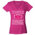 thumbnail image 1 of Shop4Ever Women's Tackle Breast Cancer Support Awareness Slim Fit V-Neck T-Shirt Medium Pink, 1 of 5