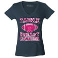 thumbnail image 1 of Shop4Ever Women's Tackle Breast Cancer Support Awareness Slim Fit V-Neck T-Shirt X-Large Charcoal, 1 of 5