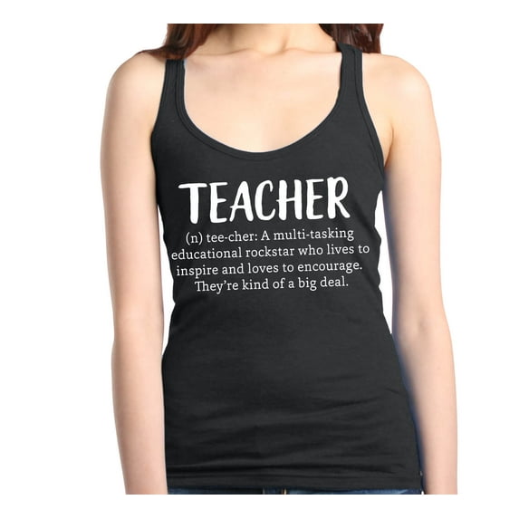 Shop4Ever Women's Teacher Definition Racerback Tank Top Medium Black
