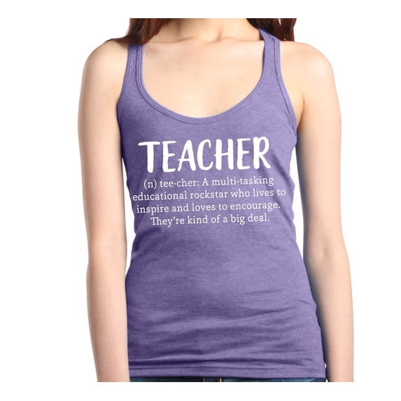 Shop4Ever Women's Teacher Definition Racerback Tank Top Medium Purple
