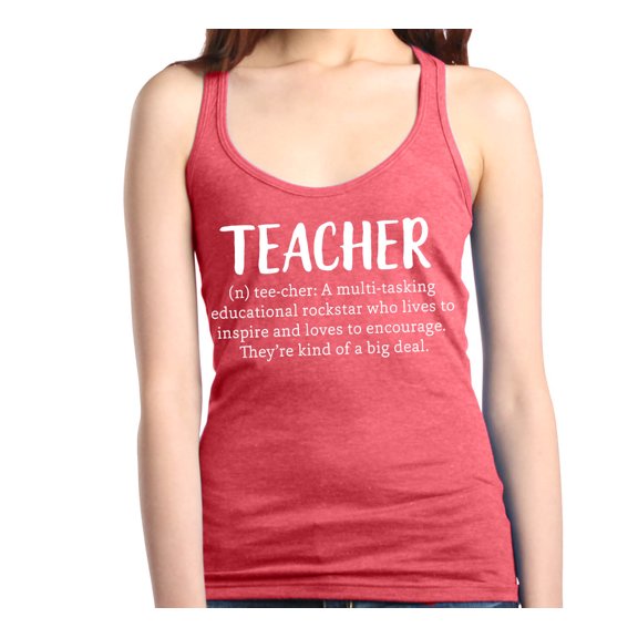 Shop4Ever Women's Teacher Definition Racerback Tank Top Medium Red