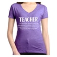 thumbnail image 1 of Shop4Ever Women's Teacher Definition Slim Fit V-Neck T-Shirt X-Small Heather Purple, 1 of 5